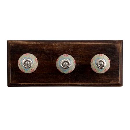 Colorful Hearts Crackle Ceramic Wooden Hooks